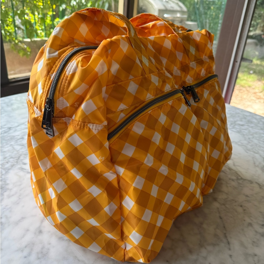 Lug Boxer Packable Duffel Bag in golden gingham - Picture 5 of 16